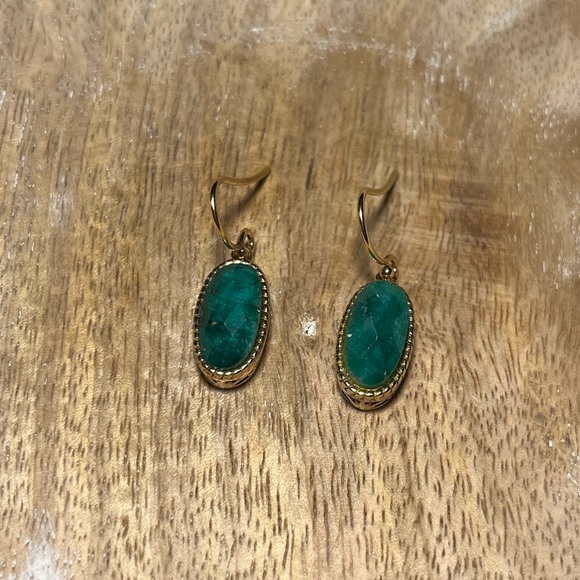LIRM Faceted Green Onyx Gold Vermeil Over Sterling Silver Dangle Earrings - Picture 2 of 14